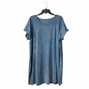 Grace Lace Dress Women's Size L Blue Mineral Washed T-Shirt Short Sleeve Dress